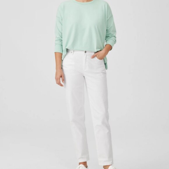 New Eileen Fisher Women's Size 4 White High Waisted Slim F/L Jeans MSRP $178